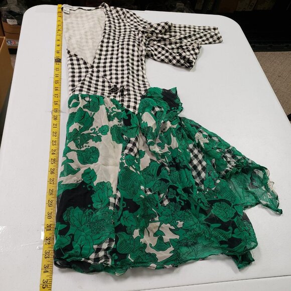 Diane Von Furstenberg Womens Silk Wrap Mini Dress Size 14 Gingham Sheer Picnic - Picture 12 of 14